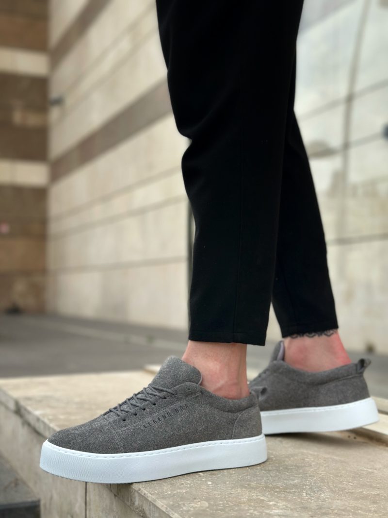 Boa BA104- Men Sneakers,  Leather GRİ Fashion Shoes - Image 2
