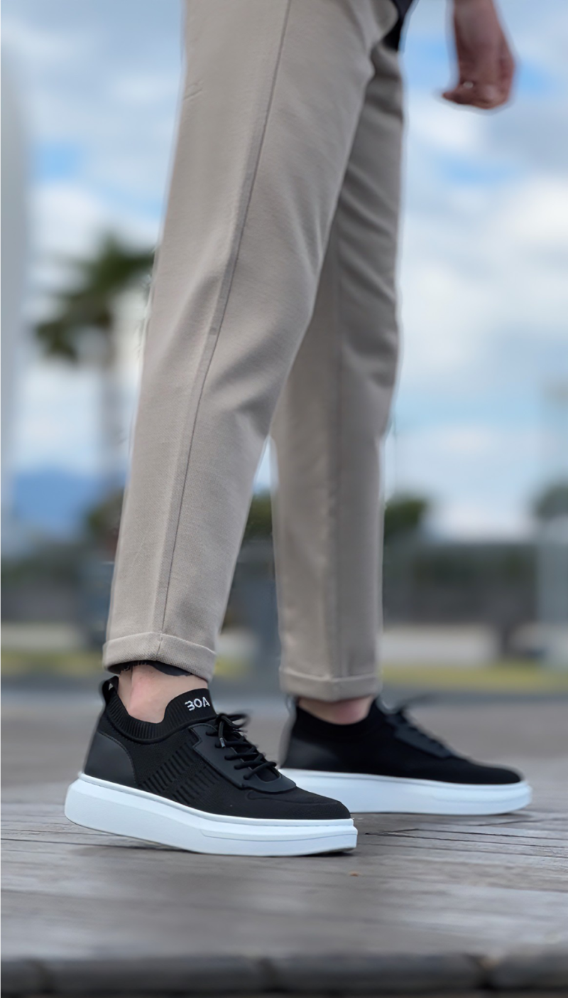 Boa BA0812 Men Casual Shoes,  Leather Black Fashion Shoes