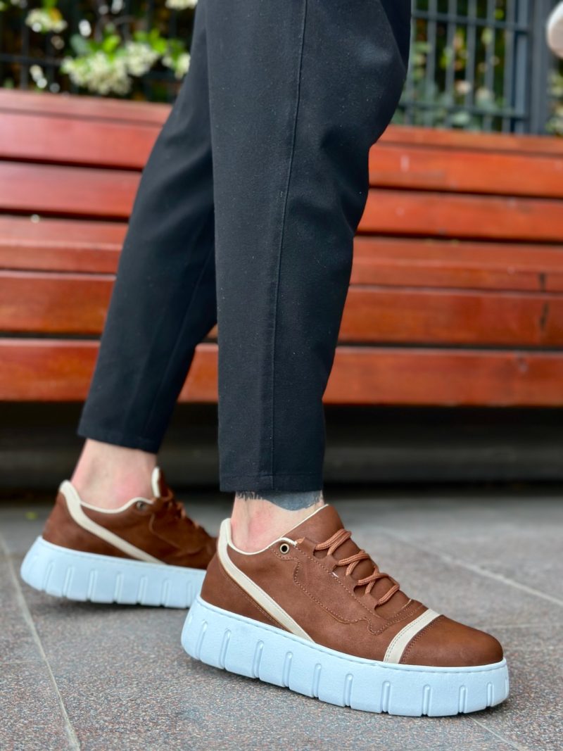 Boa BA0666 Men Sneakers,  Leather Brown Fashion Shoes - Image 2