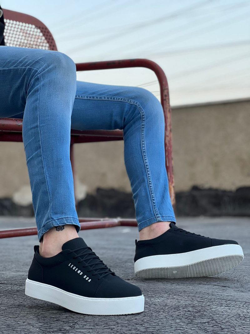 Boa BA104- Men Sneakers,  Leather Black Fashion Shoes - Image 3