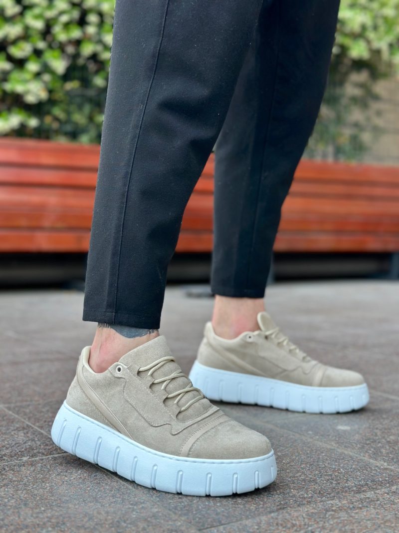 Boa BA0666 Men Sneakers,  Leather Beige Fashion Shoes - Image 3