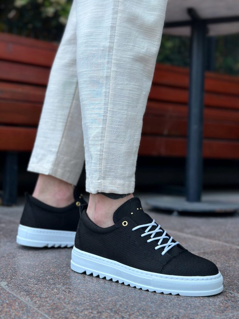 Boa BA0152 Men Sneakers, Linen Leather Black Fashion Shoes - Image 2