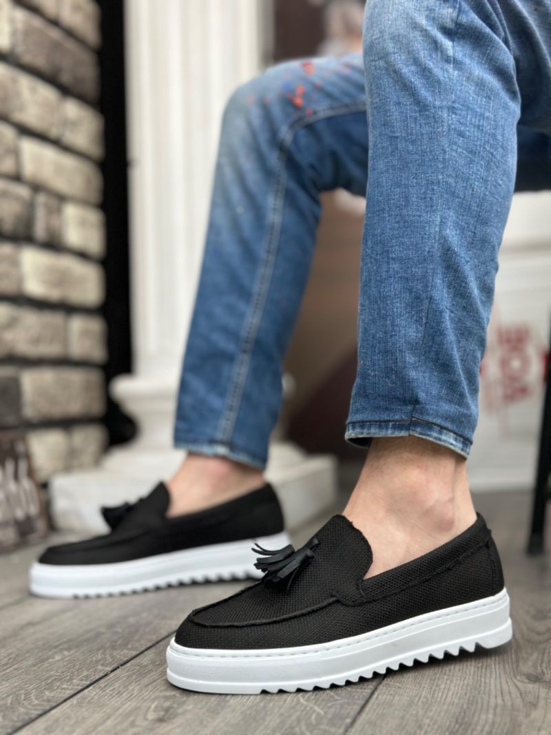 Boa BA0154 Men Sneakers, Linen Leather Black Fashion Shoes - Image 5