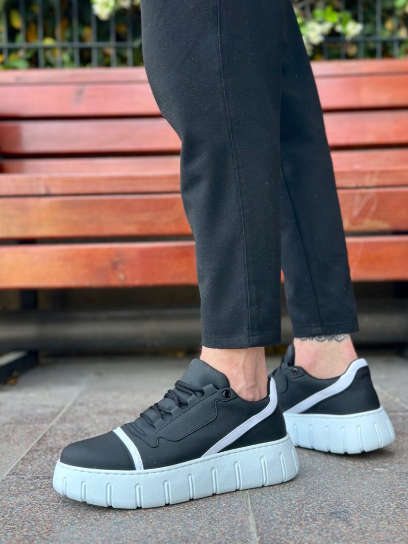 Boa BA0666 Men Sneakers,  Leather Black Fashion Shoes - Image 2