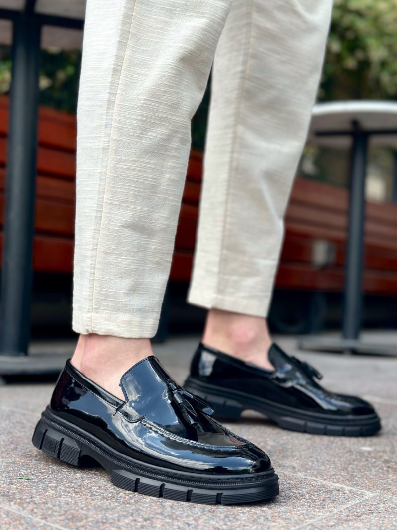 Boa BA0240 Men Classic Shoes, Rugan Leather Black Fashion Shoes - Image 2