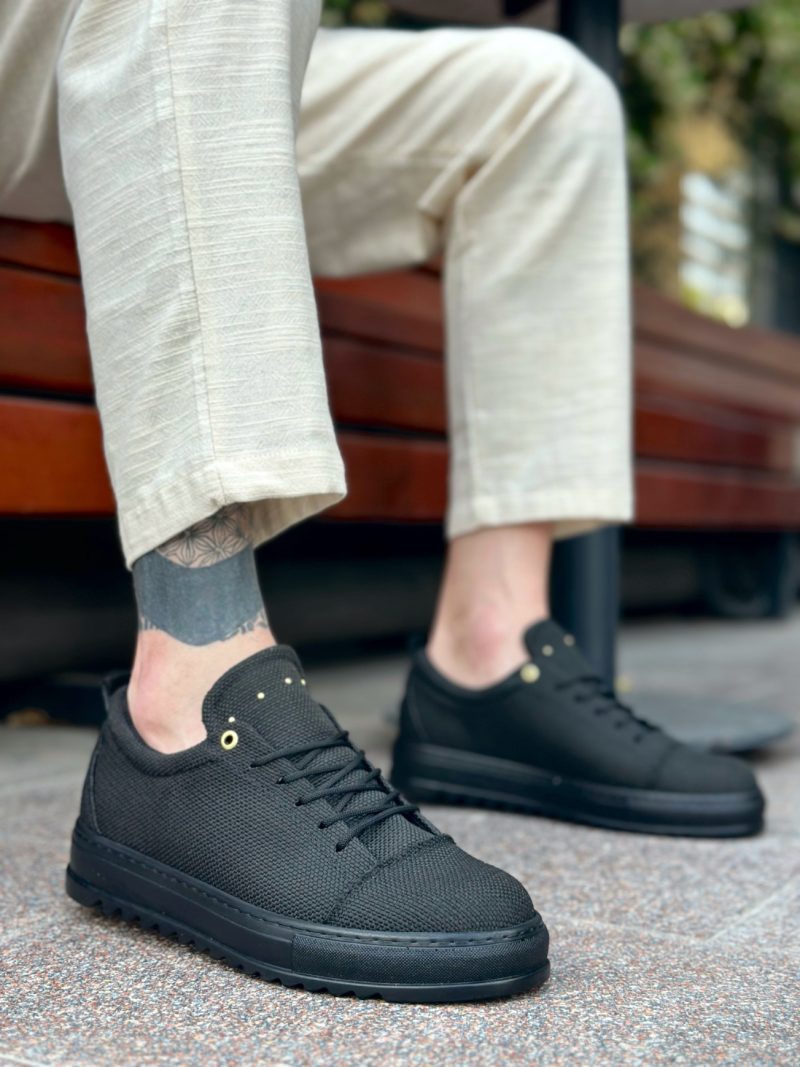 Boa BA0152 Men Sneakers, Linen Leather Black Fashion Shoes