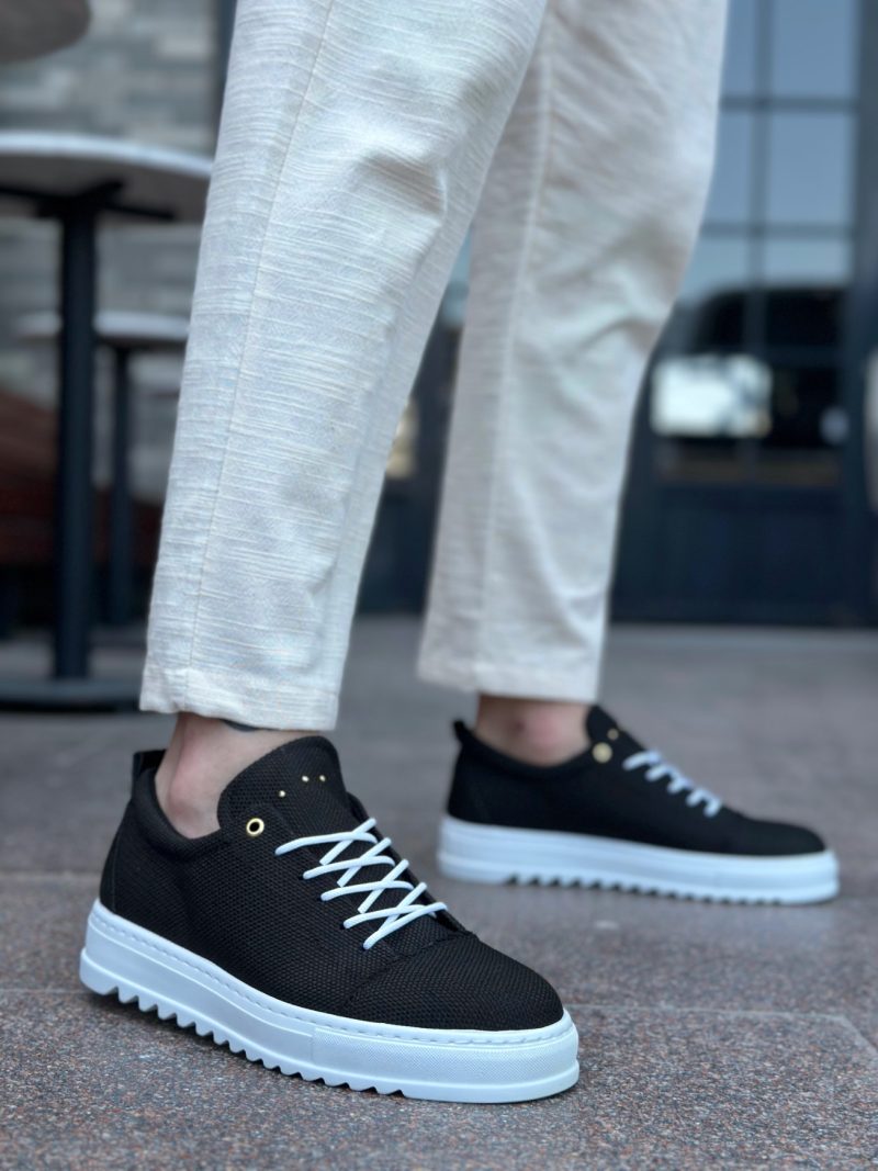 Boa BA0152 Men Sneakers, Linen Leather Black Fashion Shoes - Image 3