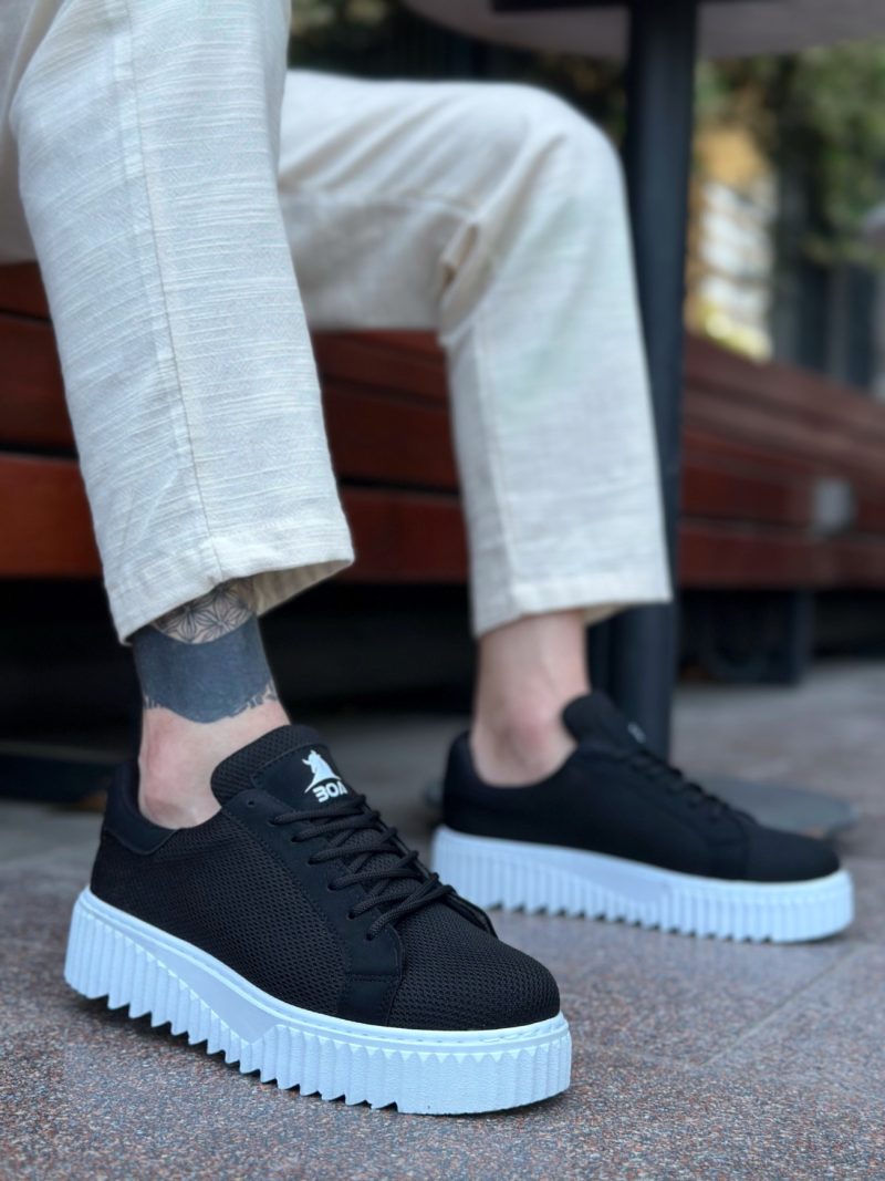 Boa BA0803 Men Sneakers,  Leather Black Fashion Shoes - Image 2
