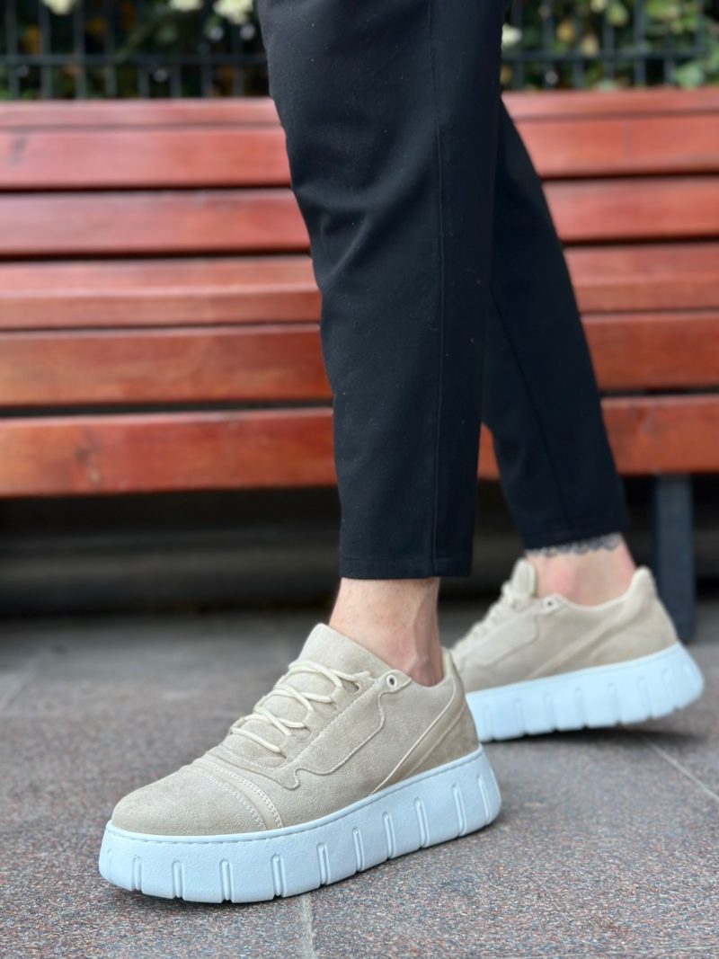 Boa BA0666 Men Sneakers,  Leather Beige Fashion Shoes - Image 2