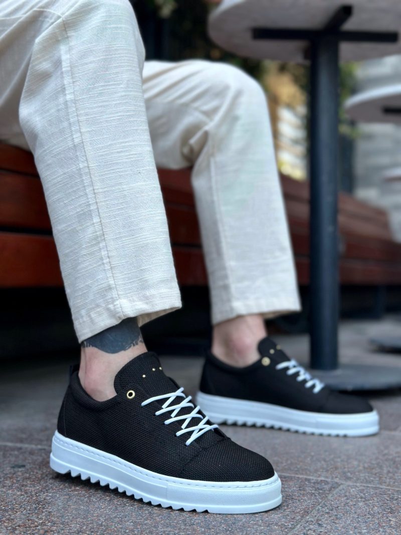 Boa BA0152 Men Sneakers, Linen Leather Black Fashion Shoes