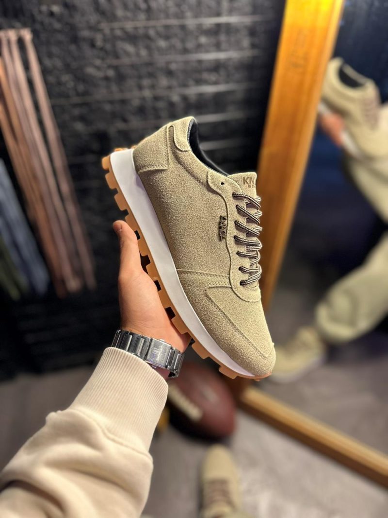 Solaress 002 Mens Sneakers, Leather Daily Shoes Mink - Image 2