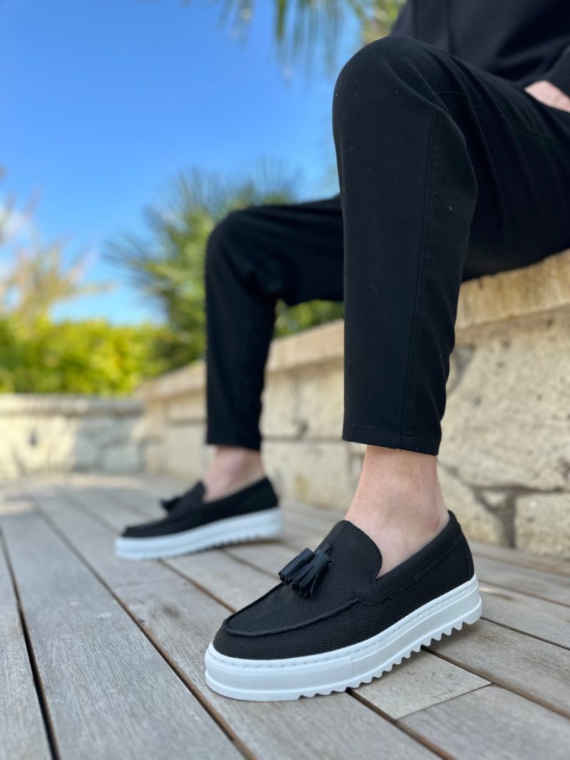 Boa BA0154 Men Sneakers, Linen Leather Black Fashion Shoes