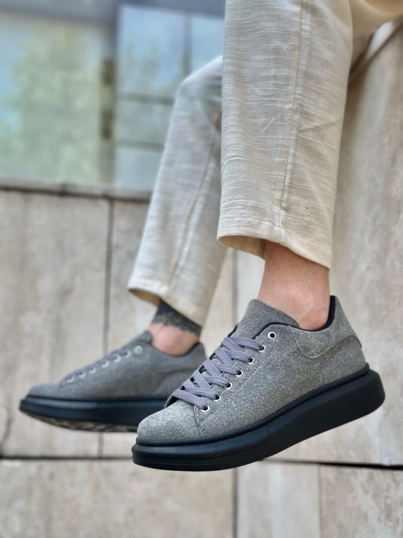 Boa BA0547 Men Casual Shoes,  Leather Dark Grey Fashion Shoes - Image 3