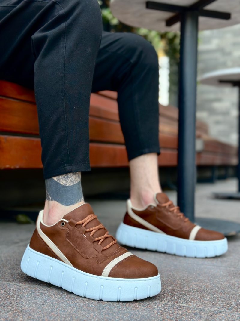 Boa BA0666 Men Sneakers,  Leather Brown Fashion Shoes