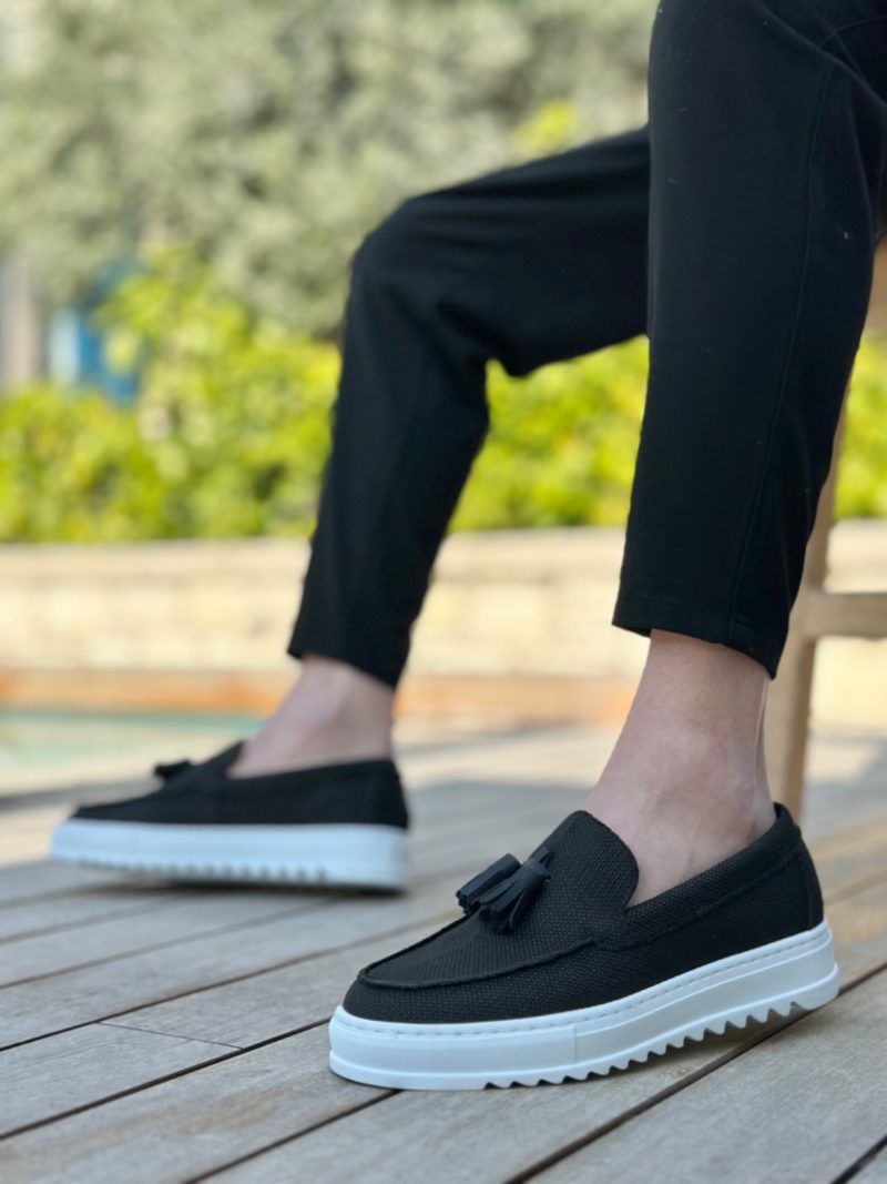 Boa BA0154 Men Sneakers, Linen Leather Black Fashion Shoes - Image 2