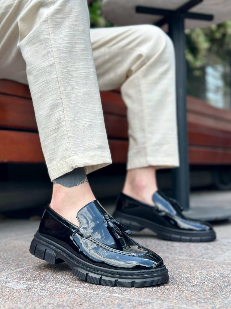 Boa BA0240 Men Classic Shoes, Rugan Leather Black Fashion Shoes