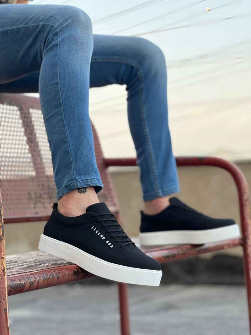 Boa BA104- Men Sneakers,  Leather Black Fashion Shoes