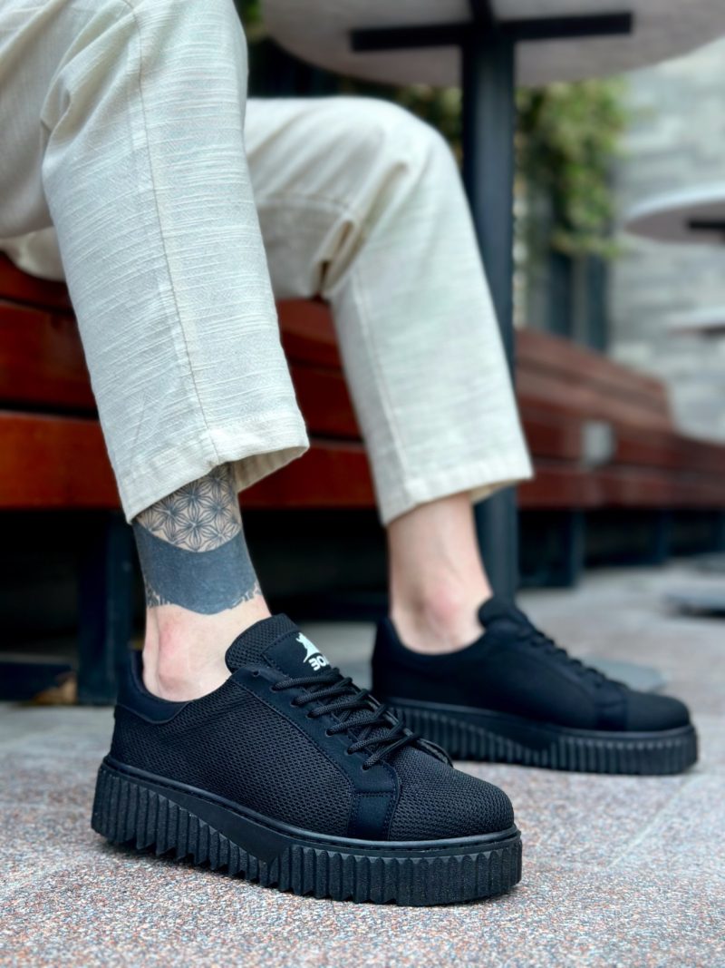 Boa BA0803 Men Sneakers,  Leather Black Fashion Shoes - Image 2