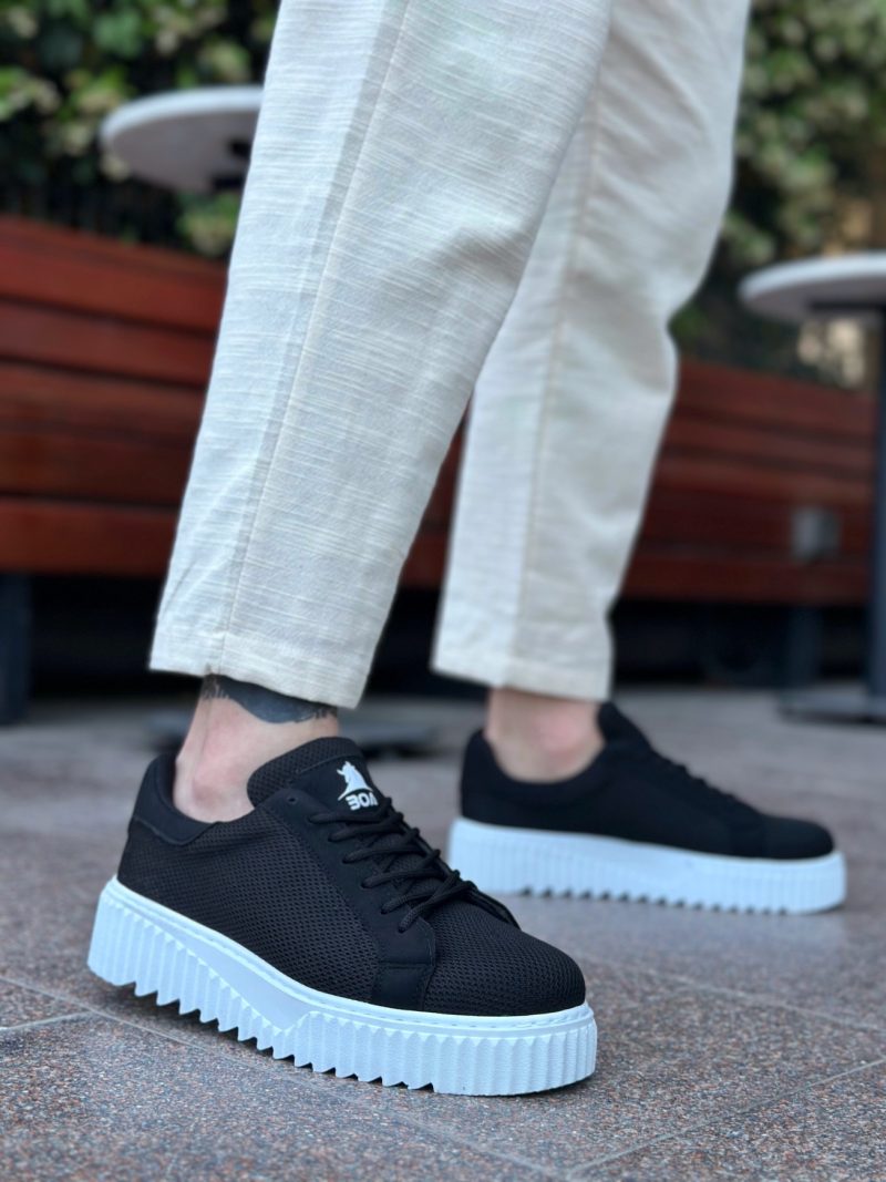 Boa BA0803 Men Sneakers,  Leather Black Fashion Shoes