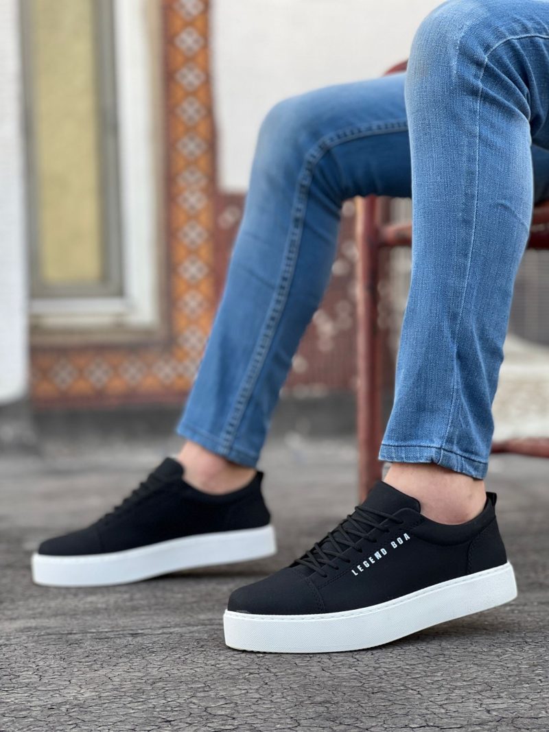 Boa BA104- Men Sneakers,  Leather Black Fashion Shoes - Image 2