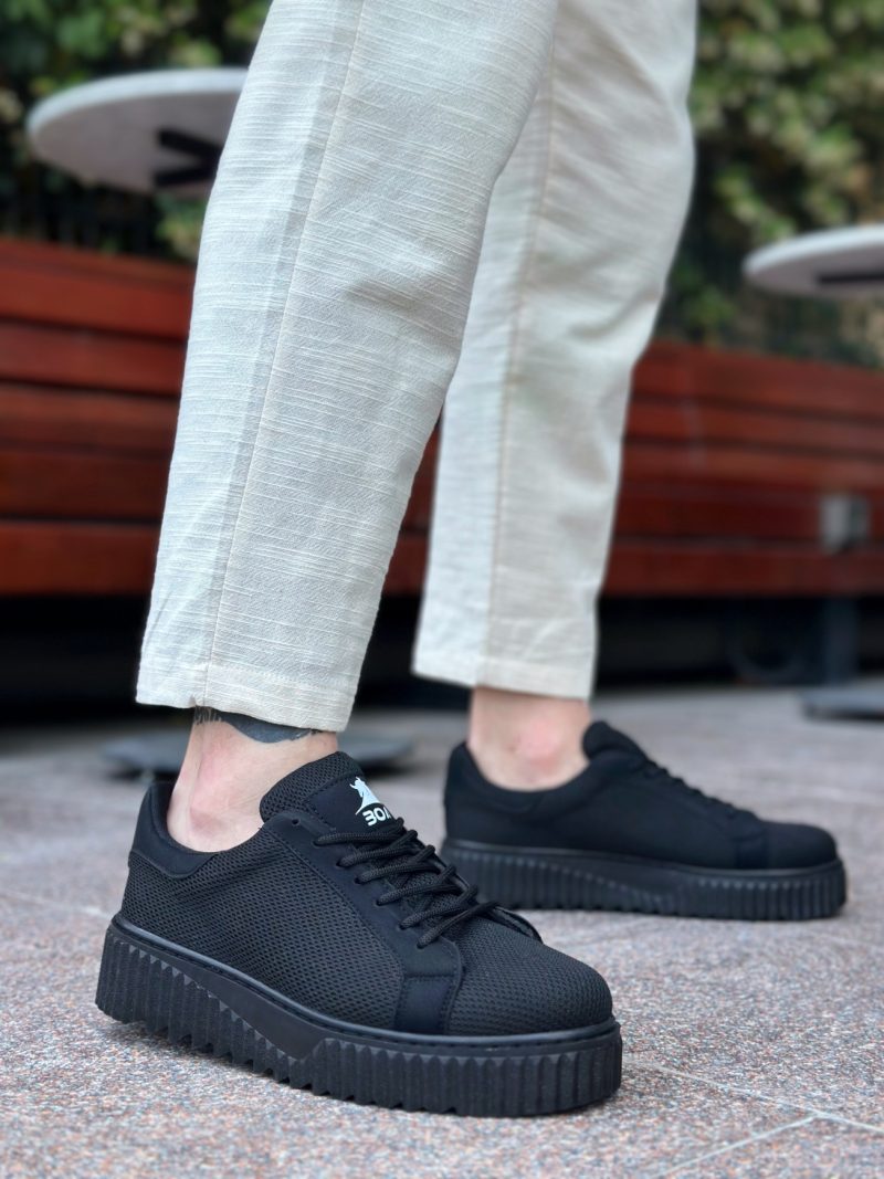 Boa BA0803 Men Sneakers,  Leather Black Fashion Shoes