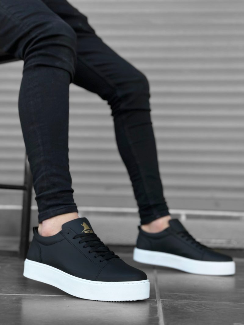 Boa BA104- Men Sneakers,  Leather Black Fashion Shoes - Image 3