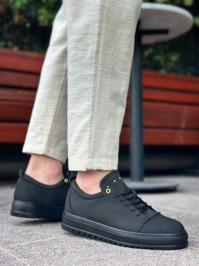 Boa BA0152 Men Sneakers, Linen Leather Black Fashion Shoes - Image 2