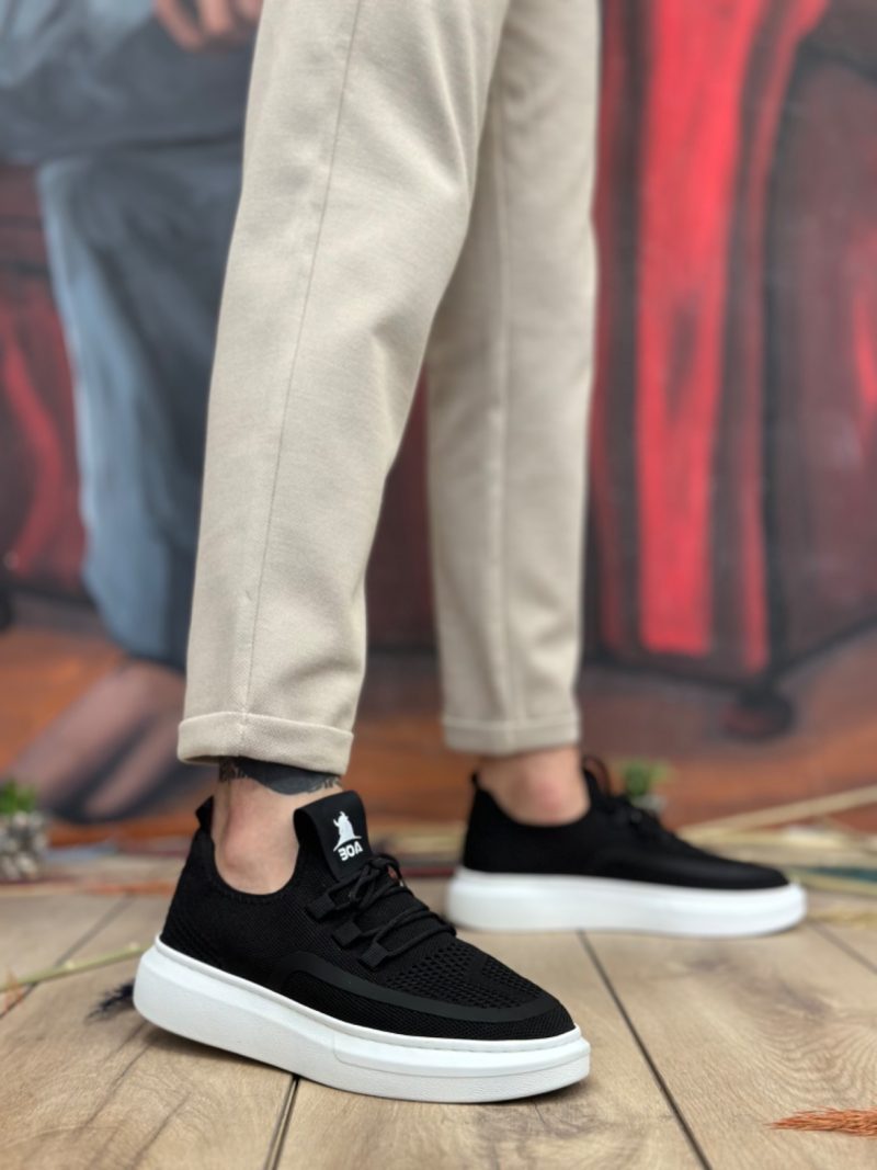Boa BA0375 Men Casual Shoes,  Leather Black Fashion Shoes - Image 3