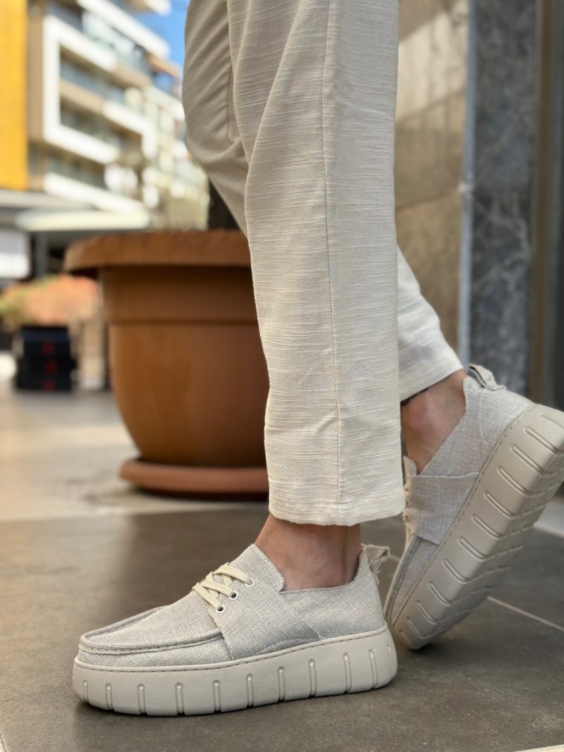 Boa BA0676 Men Sneakers, Linen Leather Sand Beigei Fashion Shoes - Image 3