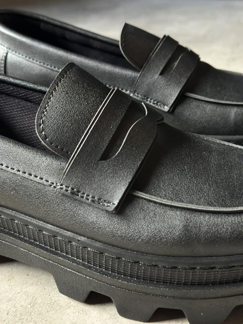 Solaress 779 Mens Sneakers, Leather Daily Shoes Black Black Sole - Image 4