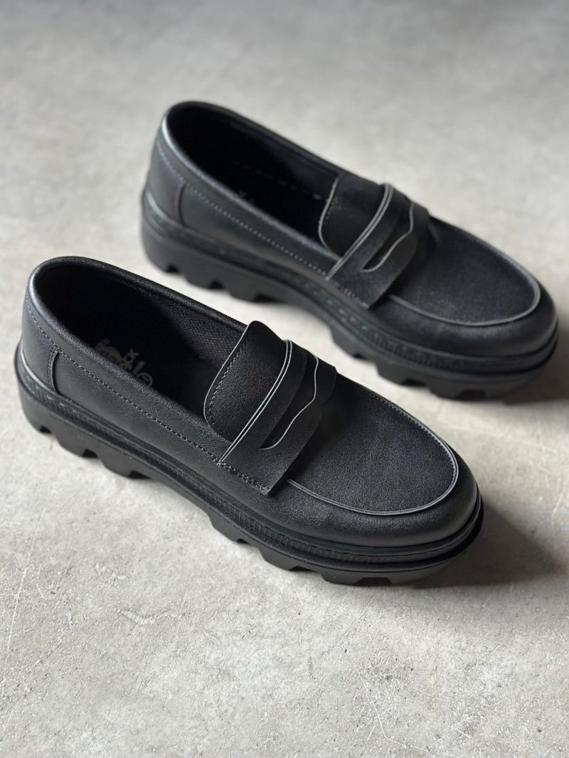 Solaress 779 Mens Sneakers, Leather Daily Shoes Black Black Sole - Image 5