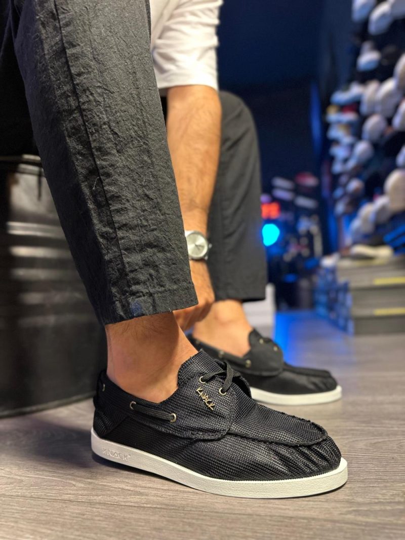Solaress 008 Mens Sneakers, Leather Daily Shoes Black White Sole - Image 2