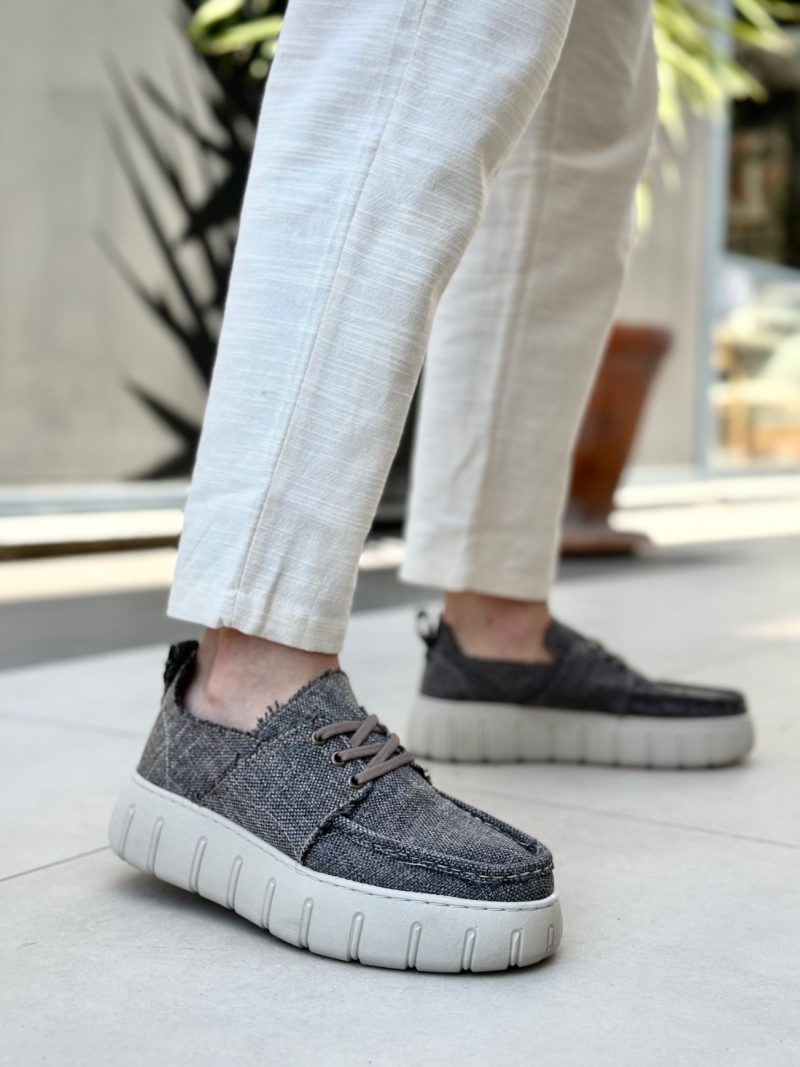 Boa BA0676 Men Sneakers, Linen Leather Brown Fashion Shoes - Image 3
