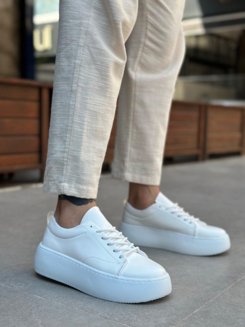 Boa LE11-B Men Sneakers,  Leather White Fashion Shoes - Image 3