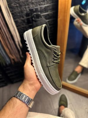 Solaress T12 Mens Sneakers, Leather Daily Shoes Green