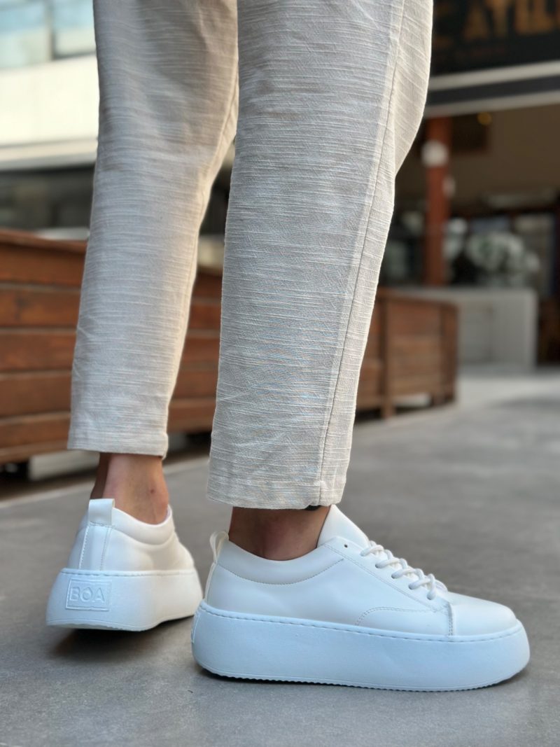 Boa LE11-B Men Sneakers,  Leather White Fashion Shoes - Image 2