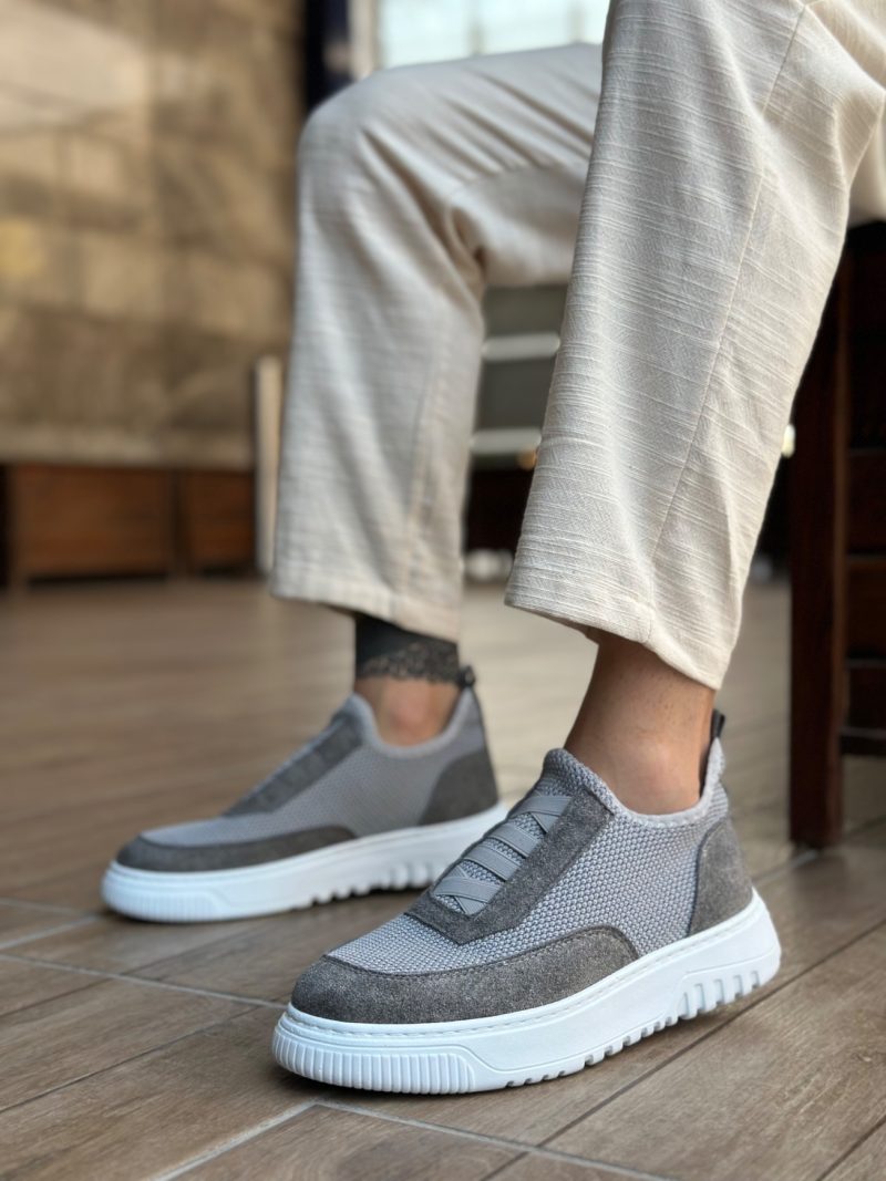 Boa BA0911 Men Casual Shoes,  Leather GRİ Fashion Shoes - Image 3