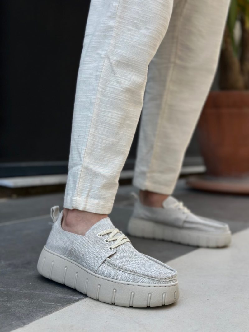 Boa BA0676 Men Sneakers, Linen Leather Sand Beigei Fashion Shoes - Image 2