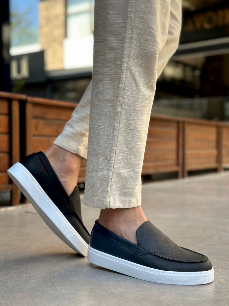 Boa BA0241 Men Sneakers,  Leather Black Fashion Shoes - Image 3