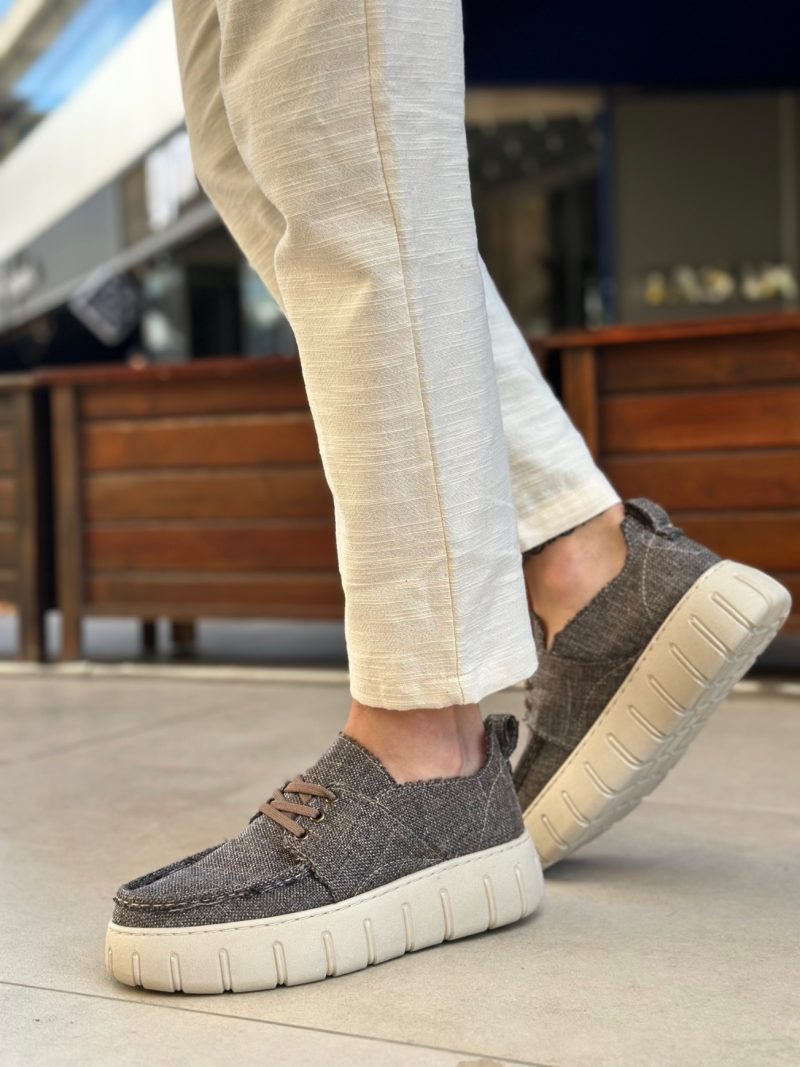 Boa BA0676 Men Sneakers, Linen Leather Brown Fashion Shoes - Image 2
