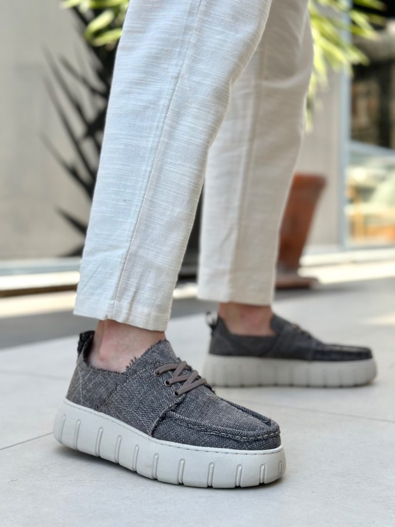 Boa BA0676 Men Sneakers, Linen Leather Brown Fashion Shoes - Image 4