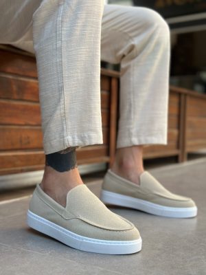 Boa BA0241 Men Sneakers,  Leather Beige Fashion Shoes