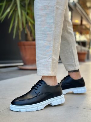 Boa BA0237 Men Classic Shoes, Rugan Leather Black Fashion Shoes