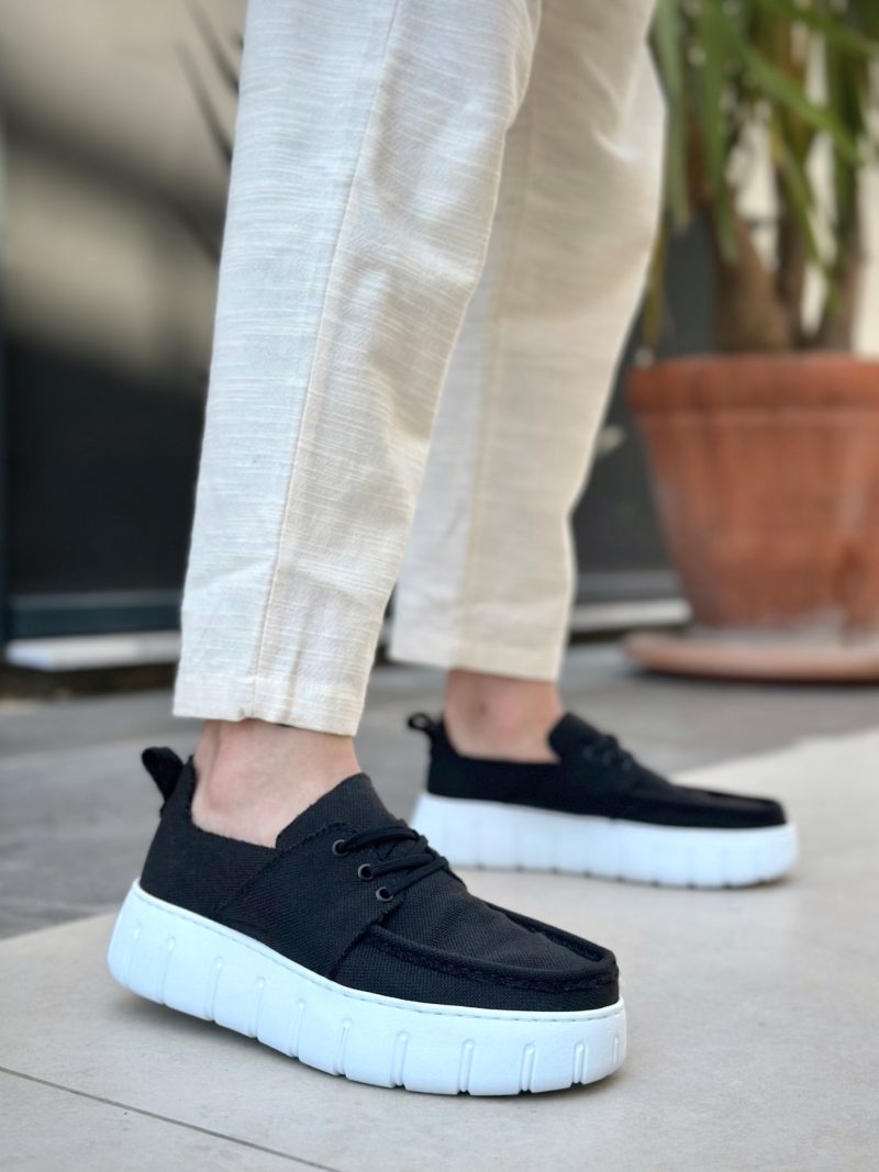 Boa BA0676 Men Sneakers, Linen Leather Black  Fashion Shoes - Image 3