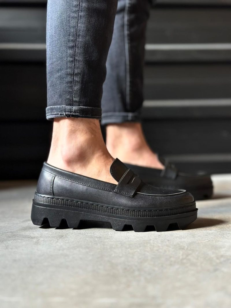 Solaress 779 Mens Sneakers, Leather Daily Shoes Black Black Sole - Image 2
