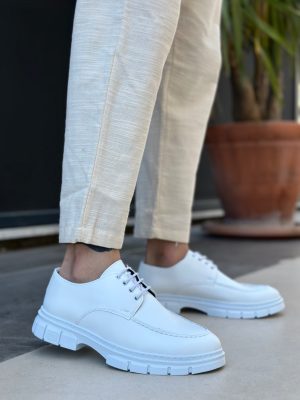 Boa BA0237 Men Classic Shoes, Rugan Leather White Fashion Shoes