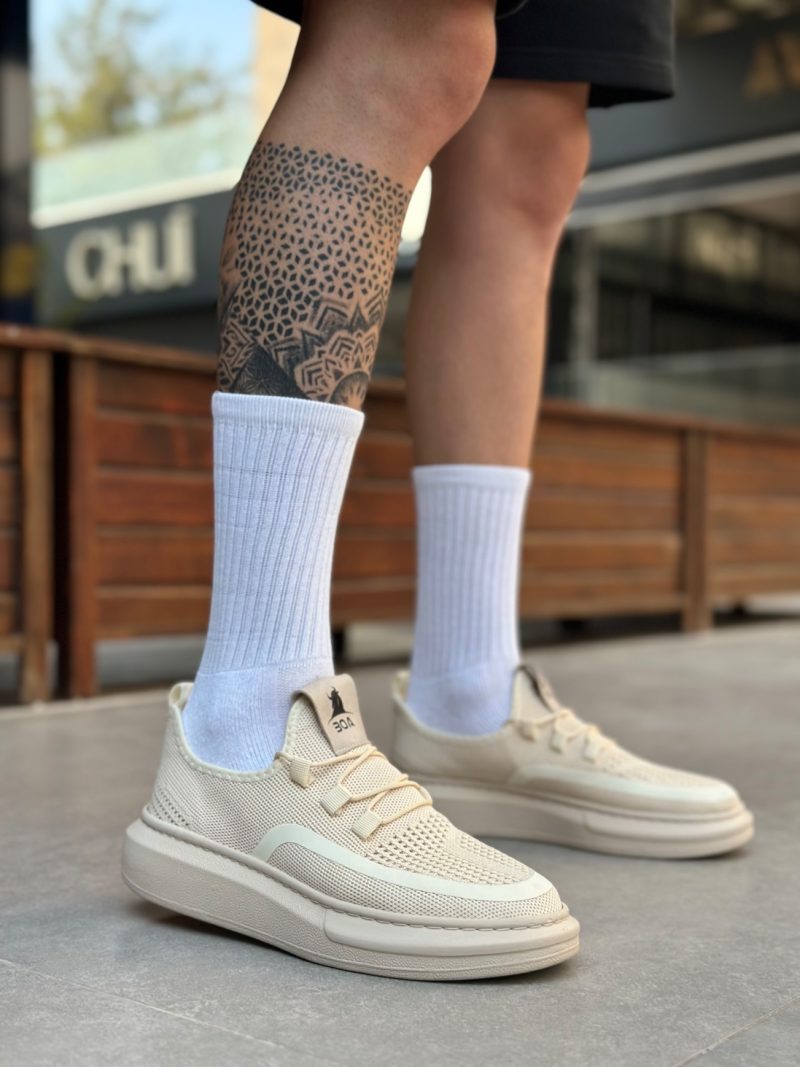 Boa BA0375 Men Casual Shoes,  Leather Beige Fashion Shoes - Image 3